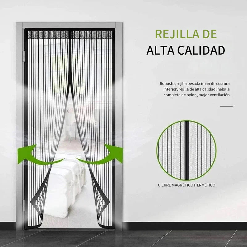 FlyStop® La novedosa cortina mosquitera de cierre automático