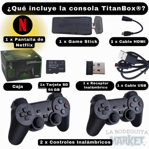 TitanBox® Consola De Juegos Inalámbricos Ultra HD🔥+ Netflix De Regalo🎁