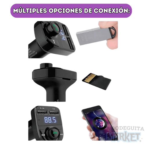 WaveX© Transmisor bluetooth con carga rápida para carro🚗