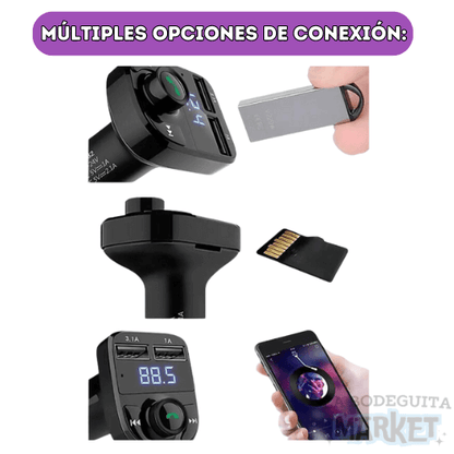 WaveX© Transmisor bluetooth con carga rápida para carro🚗