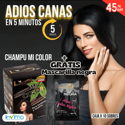 Shampoo Mi Color® – Perfecto Para Eliminar Las Canas al Instante + Mascarilla Negra GRATIS 🎁