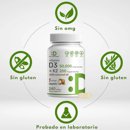 Vitamina D3 + K2 | Refuerza tu ánimo, tus huesos y tu corazón en un solo paso