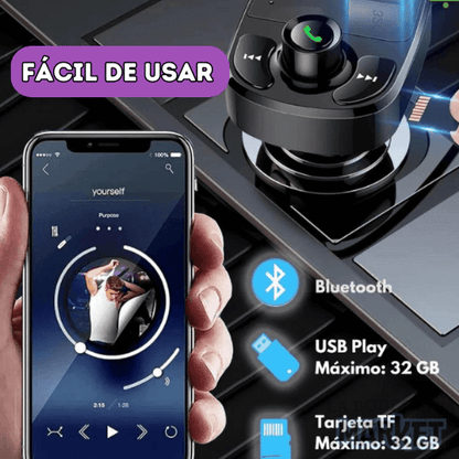 WaveX© Transmisor bluetooth con carga rápida para carro🚗