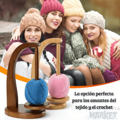 Soporte De Hilo Giratorio De Madera Hecho a Mano.
