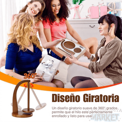 Soporte De Hilo Giratorio De Madera Hecho a Mano.