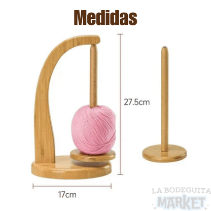 Soporte De Hilo Giratorio De Madera Hecho a Mano.