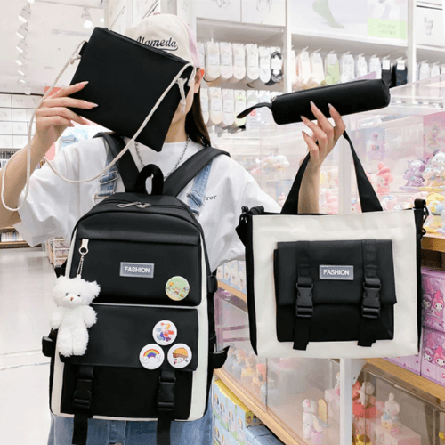 Kit Combo Mochila Escolar Kawaii® 5 Piezas