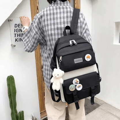 Kit Combo Mochila Escolar Kawaii® 5 Piezas