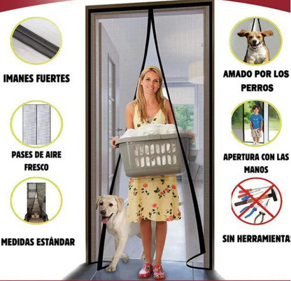FlyStop® La novedosa cortina mosquitera de cierre automático