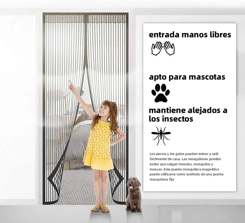 FlyStop® La novedosa cortina mosquitera de cierre automático